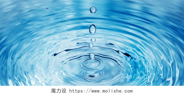 水滴小清新蓝色水纹水波波纹水浪水面海报背景图